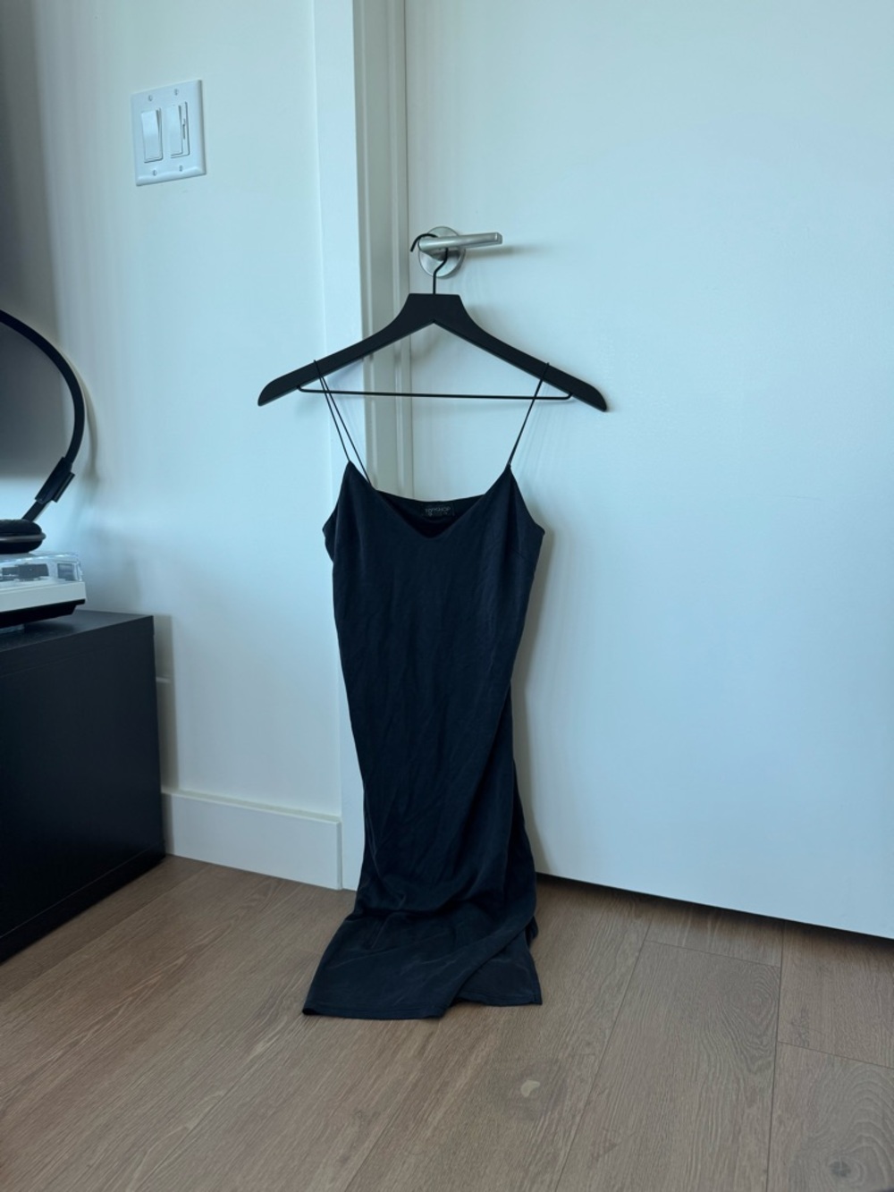 Topshop Navy Strapless Slip Dress with Thin Straps